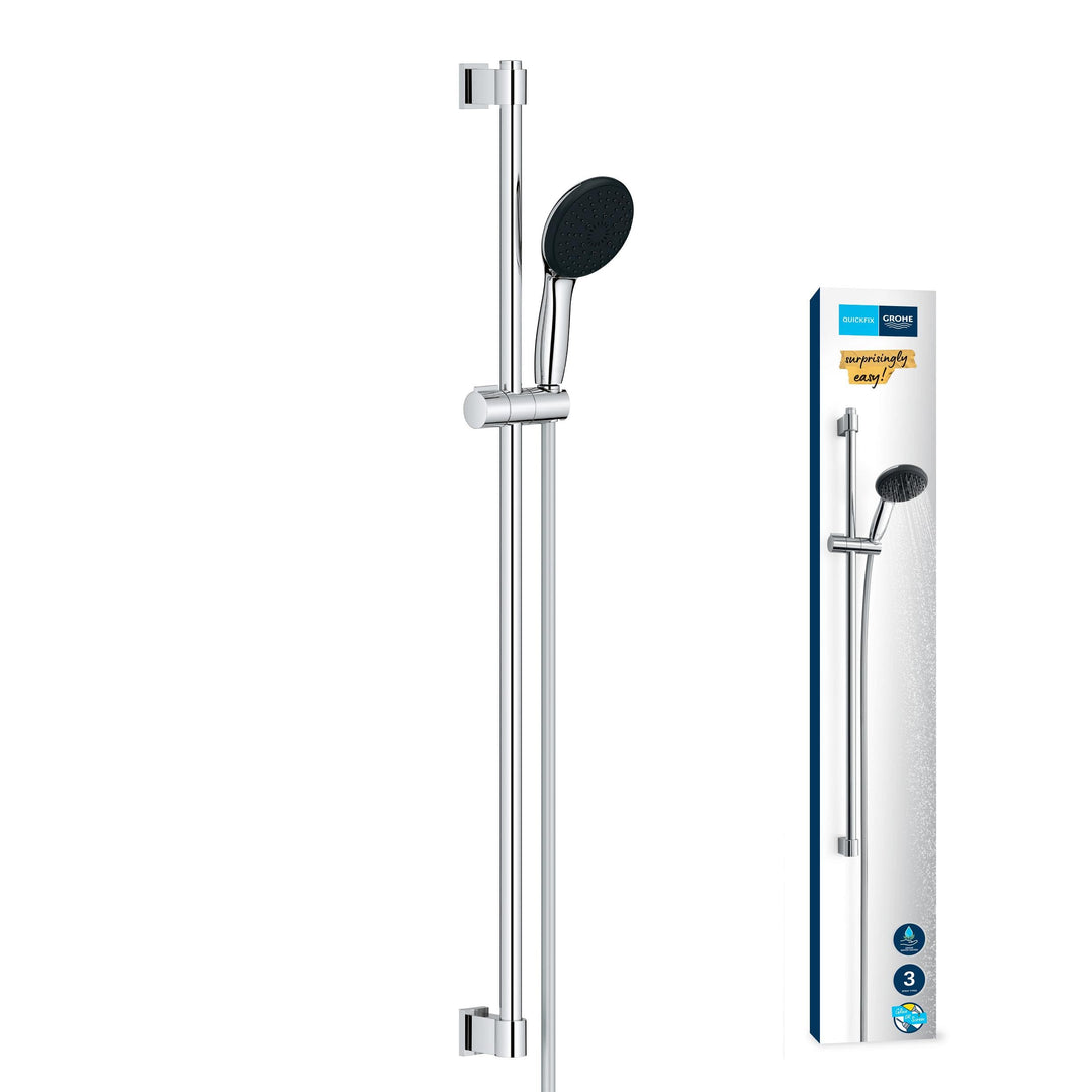 GROHE Vitalio 110, Duschset wassersparend, 8l pro Min (Brausestangenset mit: Duschkopf 3 Strahlarten