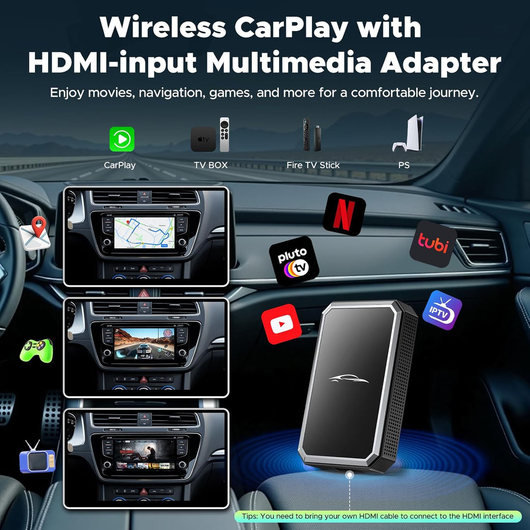 LAMTTO Car TV Mate mit Wireless CarPlay Adapter 2-in-1 HDM1 Multimedia Streaming Video für Fire TV S