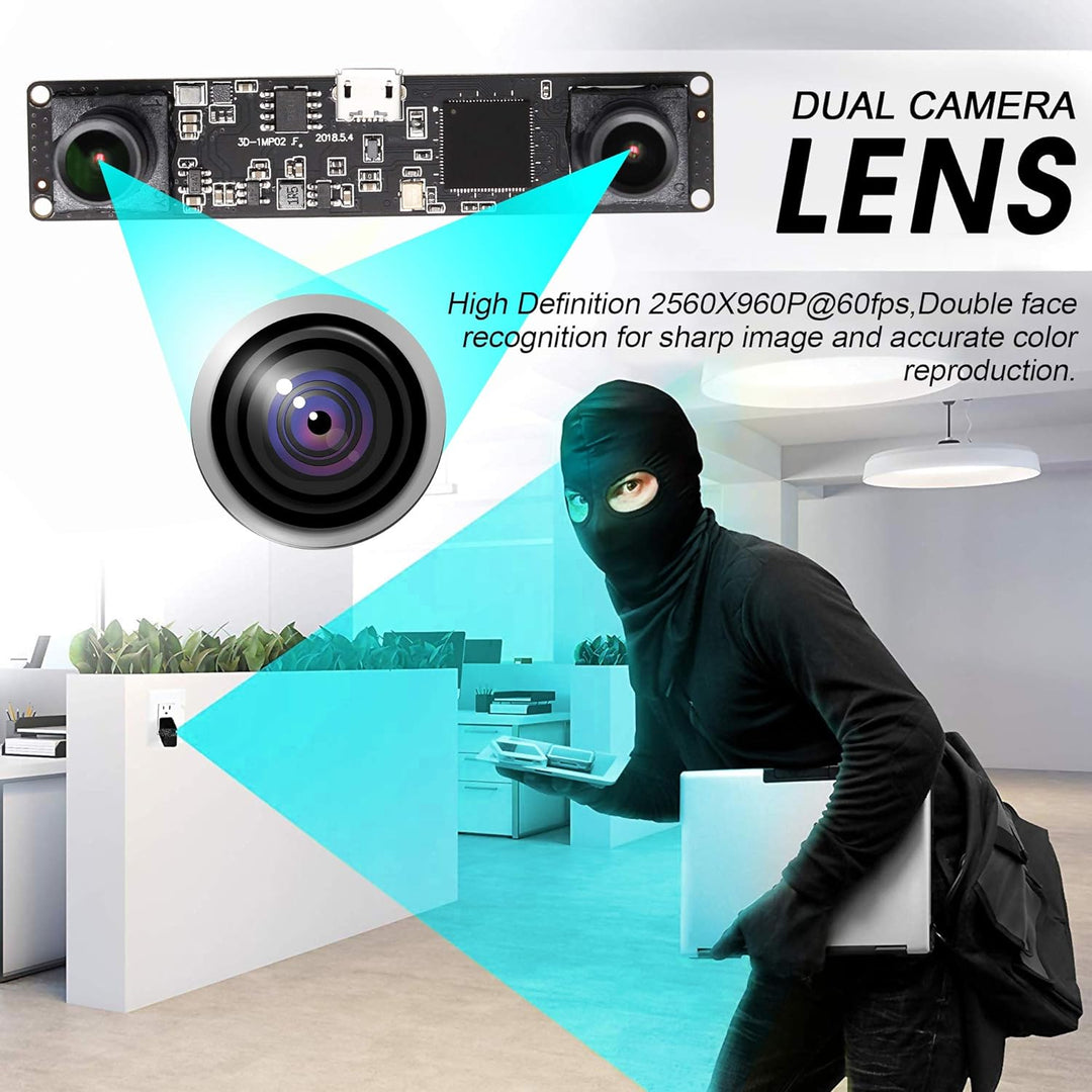G Doppelobjektiv USB Kameramodul 960p 60fps 3D Stereo Synchronisiertes Webcam Board Modul,1,3MP Dual