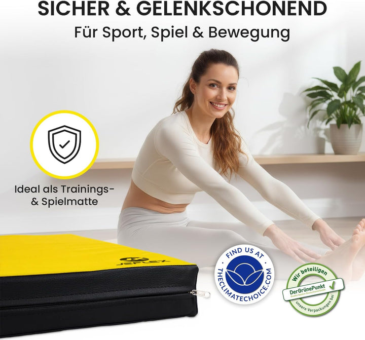 Jeflex - Weichbodenmatte & Turnmatte 100 x 70 x 8 cm MADE IN GERMANY/Gymnastikmatte tragbar/platzspa
