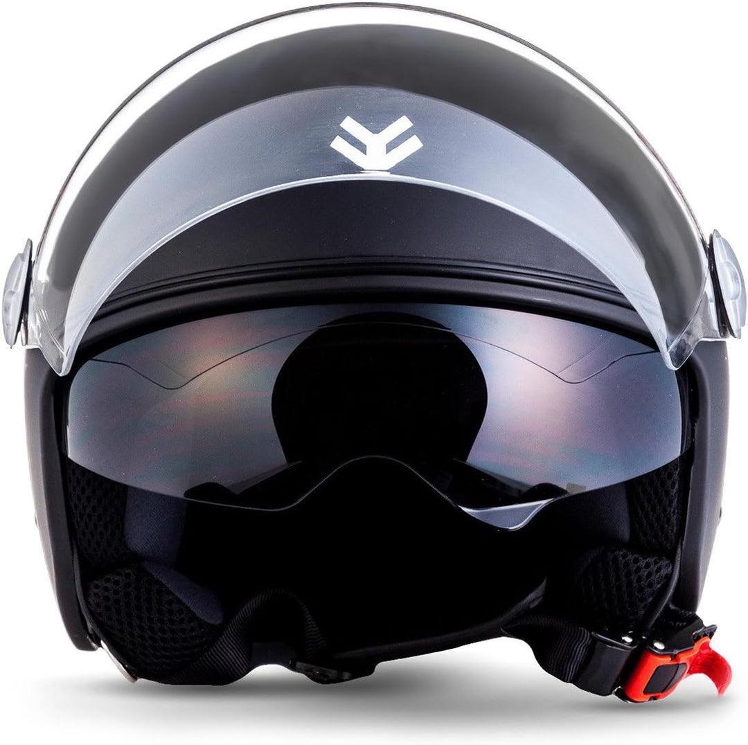 ARMOR HELMETS® AV-63 „Fun Matt Black“ · Jet-Helm · Motorrad-Helm Roller-Helm Scooter-Helm Moped Mofa