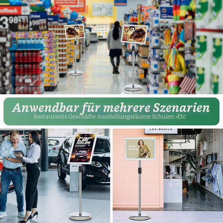 Mutualsign Infoständer A4 Aluminium Plakatständer Höhenverstellbar Posterständer Informationsständer