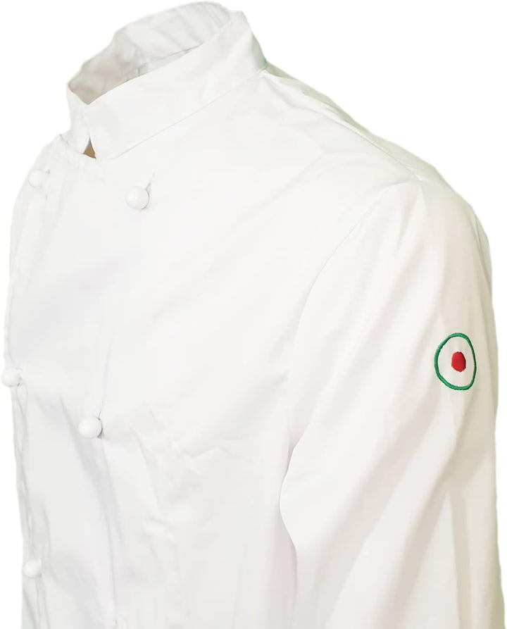 Fratelliditalia Kochjacke Kochkasack Baumwolle Weiss Knöpfe Klassisch geteilt XS bis XXL, S