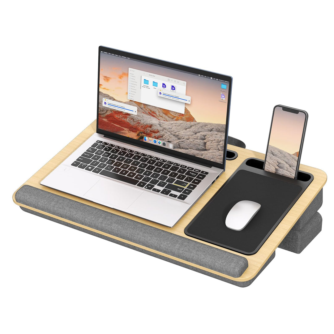 Laptopkissen für Bett mit Kissen, PUTORSEN Laptop Kissen Mausunterlage Passen bis zu 17,3 Zoll Noteb