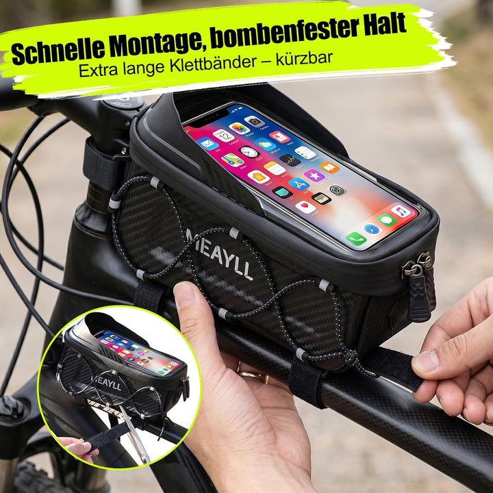 Fahrradtasche Rahmen 1,6L Wasserdicht I Rahmentasche Fahrrad mit Handyfenster & Touchscreen I Oberro
