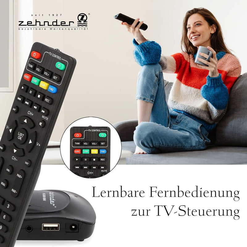 ZEHNDER HX 2600 Mini - Full HD DVB-S2 Receiver I externer IR Sensor mit LED Display I 2 in 1 Fernbed