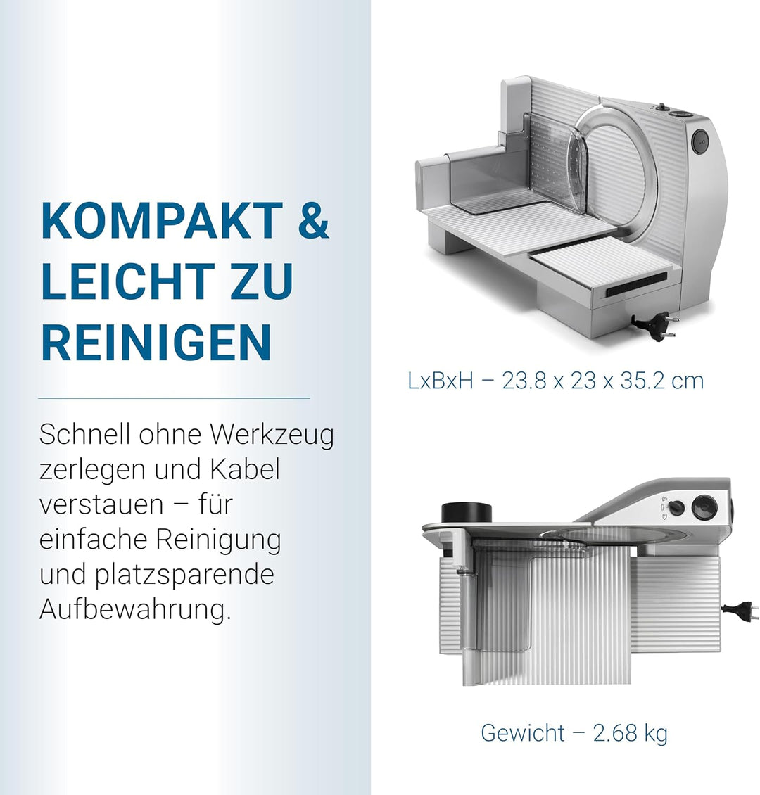 EUREL RS74 Elektrischer Allesschneider, Grösse Metallschneidfläche, Einstellen der Messergeschwindig