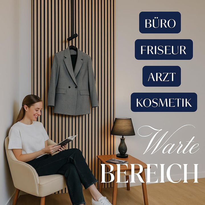 Kleiderstange Schwarz Metall | Moderne hängende Wand- & Deckengarderobe | (H: 60-90 cm, B: 50-65 cm)