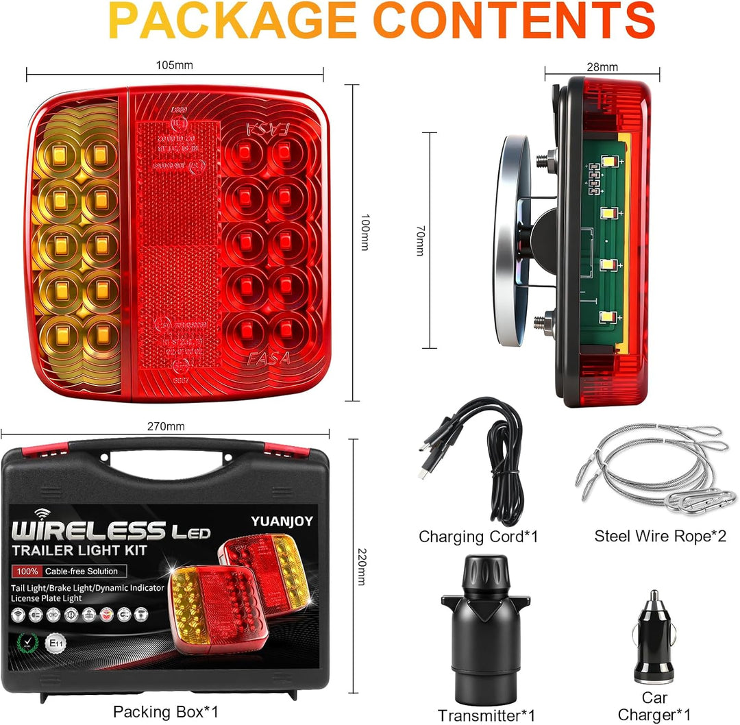 Kabellose LED Anhänger Rückleuchter Set, 12/24V Magnetische drahtlose LED Wasserdichte Rückleuchten