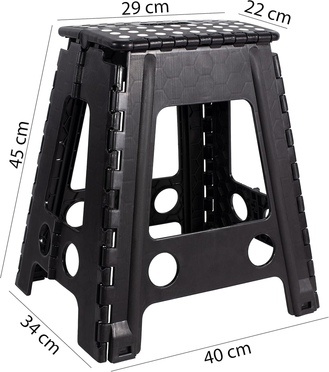 JeVx Klapphocker für Küche oder Bad, hohe Stufe 45 cm, kleine Treppe, rutschfest, für Kinder, Grösse