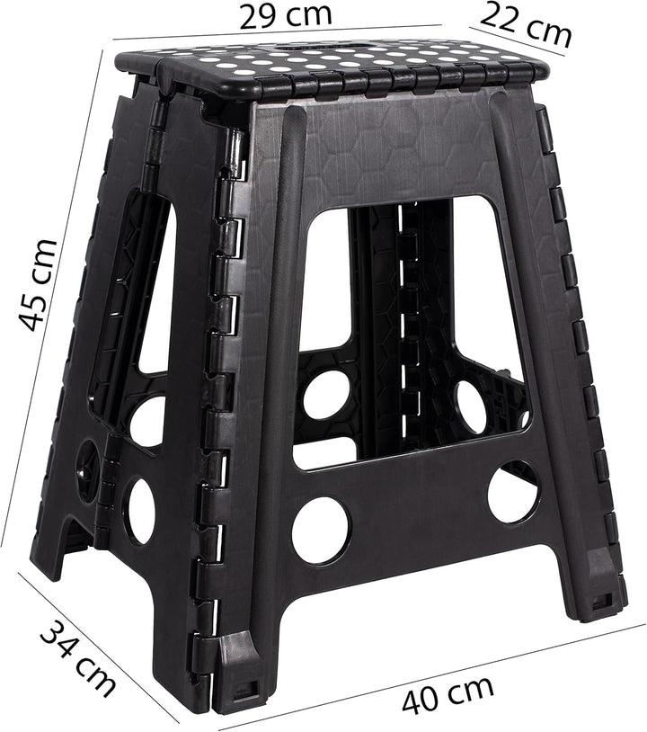 JeVx Klapphocker für Küche oder Bad, hohe Stufe 45 cm, kleine Treppe, rutschfest, für Kinder, Grösse