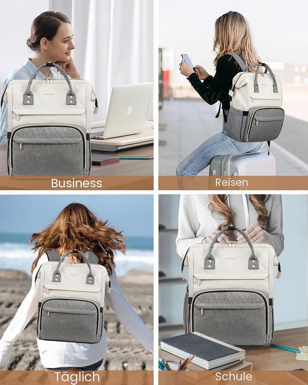 LOVEVOOK Laptop Rucksack Damen 17 Zoll, Gross Schulrucksack Teenager, Rucksack Handgepäck, Wasserdic