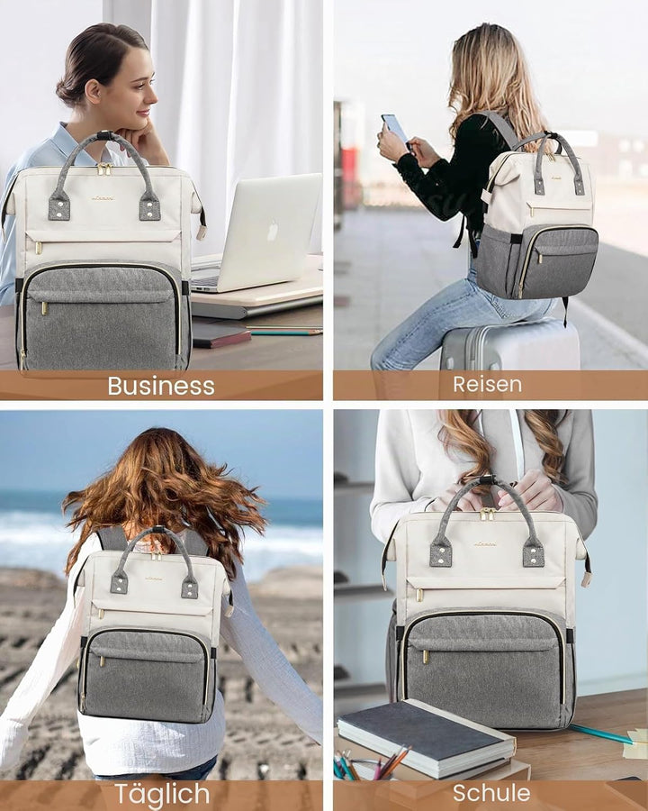 LOVEVOOK Laptop Rucksack Damen 17 Zoll, Gross Schulrucksack Teenager, Rucksack Handgepäck, Wasserdic