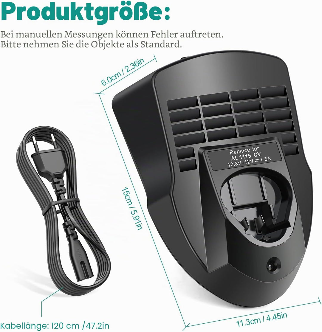 Akku-Ladegerät für Bosch BC330, Ersatz-Ladegerät für Bosch Elektrowerkzeug-Akkus 10,8V-12V BC430 BC6