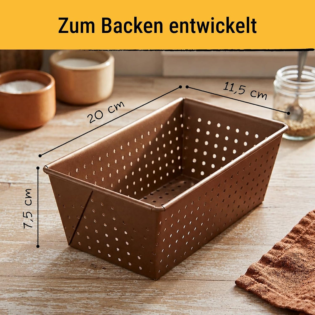 Birkmann, Laib &amp; Seele, perforierte Brotbackform, 20 cm, Backform für kleine Brote, aus bronzefarben