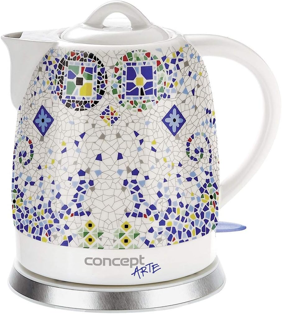 CONCEPT rk0020 Wasserkocher, Ceramic, 1.5 liters, Weiss + Muster