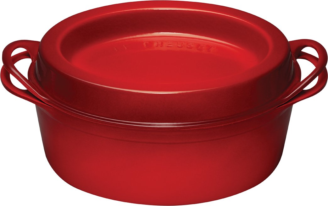 Le Creuset Gusseisen-Bräter Doufeu, Oval, Ø 32 cm, Für alle Herdarten und Induktion geeignet, Kirsch