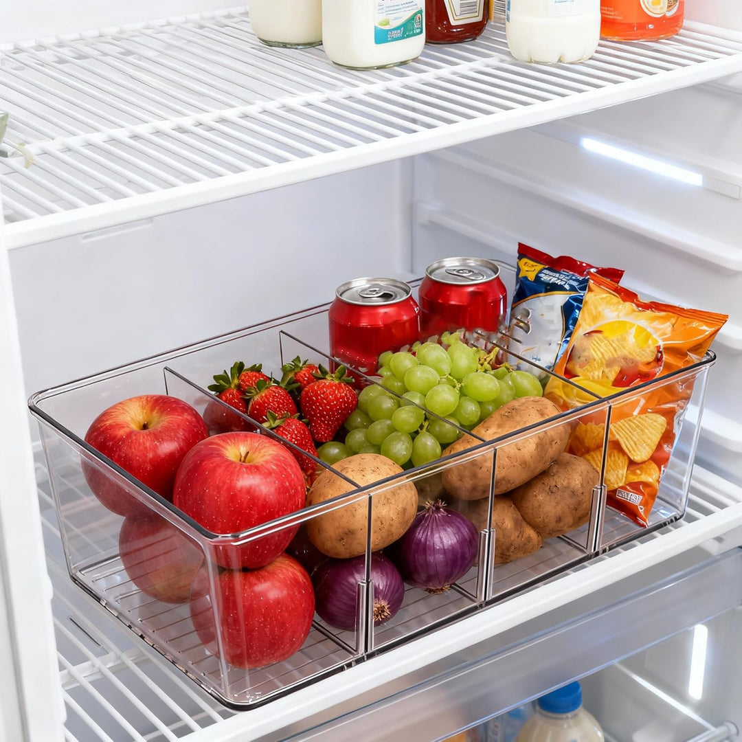 8er Kühlschrank Organizer mit 4 Fächern, BPA-Freie Küche Stapelbarer Lebensmittel aufbewahrungsbox f