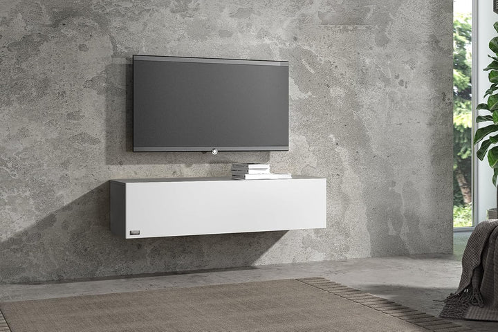 Wuun® TV Lowboard TV Board hängend I 100cm-280cm I Hängeschrank Wohnwand/Somero I Schwarz-Matt/Weiss