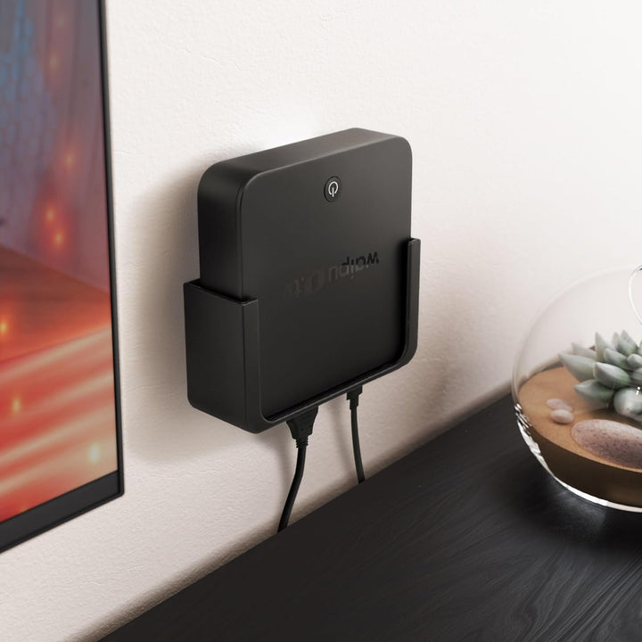 Wandhalterung passend für waipu.tv Box 4K Schwarz | Platzsparende TV Box Halterung inkl. Kabelmanage