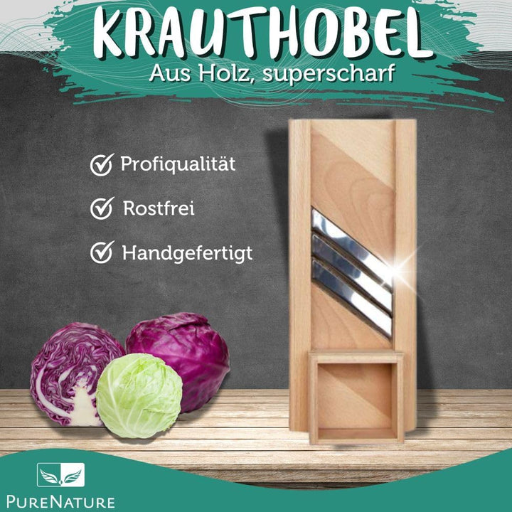 PureNature Krauthobel aus Buchenhol, 60x23x11 cm
