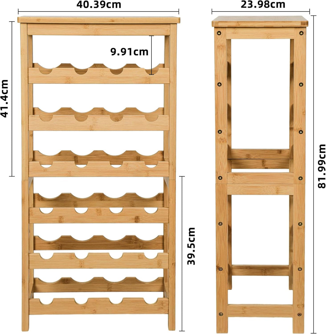 VASMIA Weinregal aus Bambus für 24 Flaschen, Flaschenregal mit 6 Etagen für Keller,Küche, Bar, Esszi