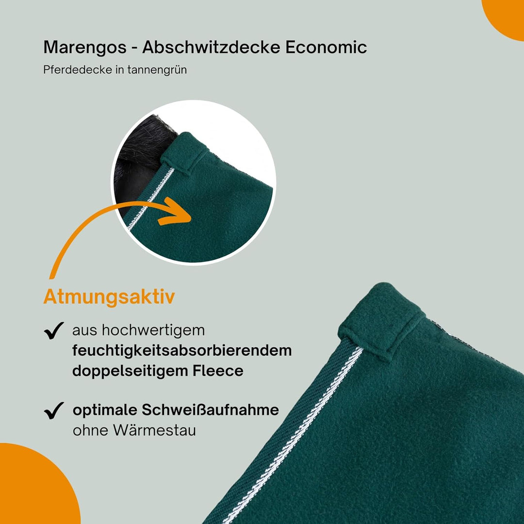 Marengos - Abschwitzdecke Economic | Pferdedecke mit Schweifkordel, Widerristpolster & Metallverschl