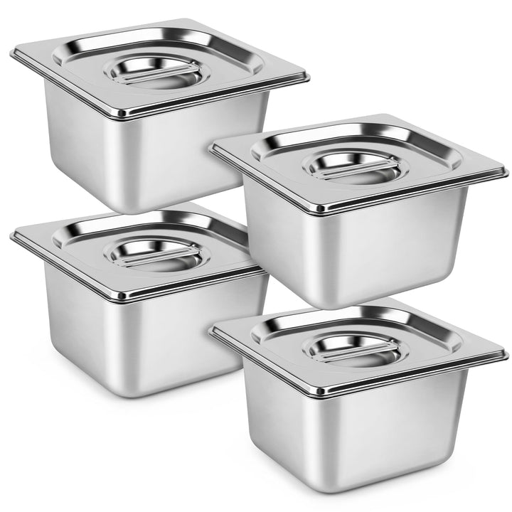 Panierschalen Set 4-teilig, GN 1/6 Behälter, 17,6 x 16,2 x 10 cm Panierset für Koteletts, Gastronorm