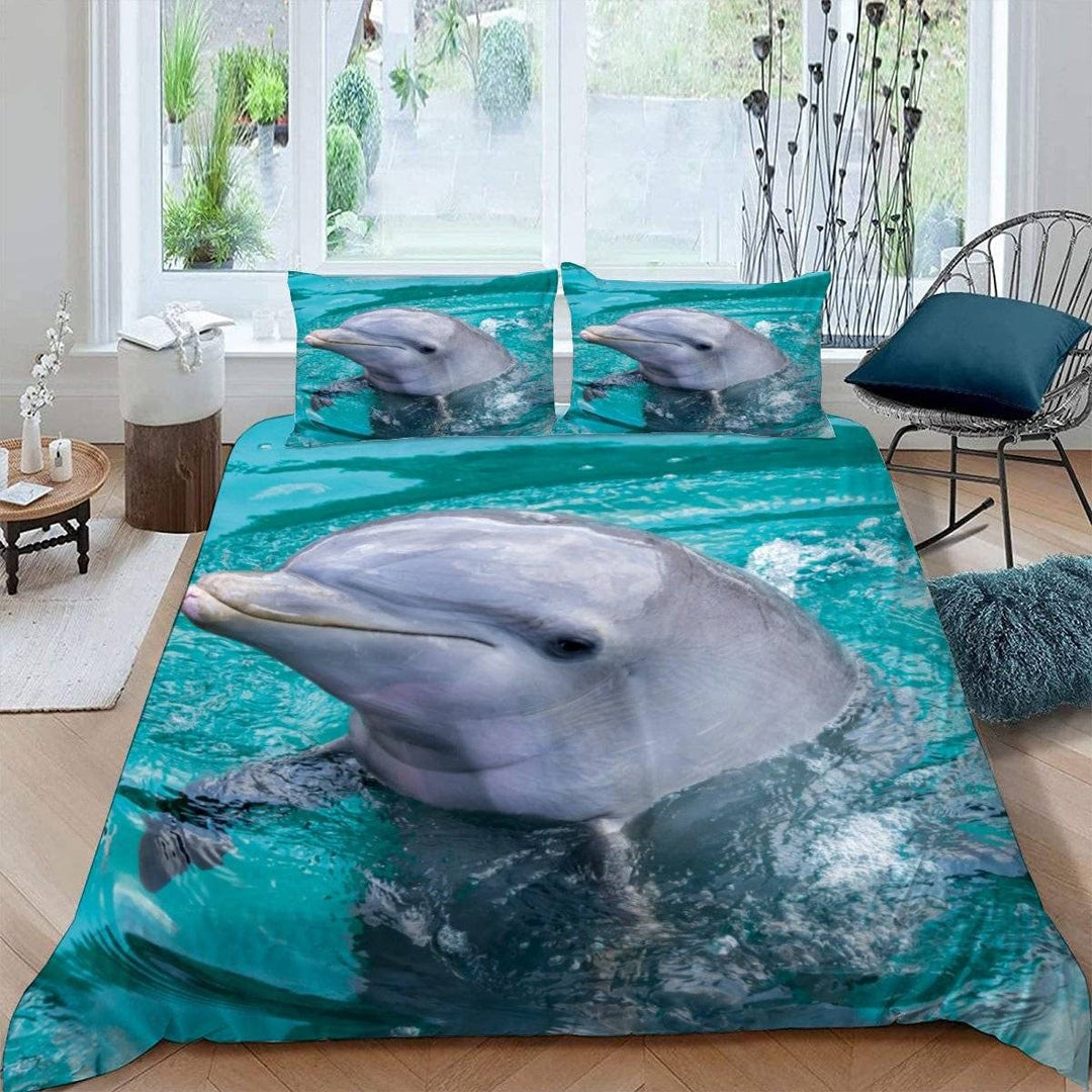 RFFLUX 3D Delfin Bettwäsche Set 135x200 cm 2teilig mit Reissverschluss Weiche und Angenehme Schlafko