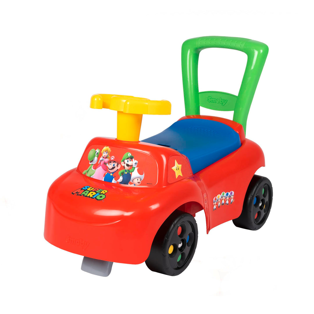 Smoby - Super Mario Auto - Rutscherfahrzeug - Kinderfahrzeug mit Staufach und Kippschutz, für drinne