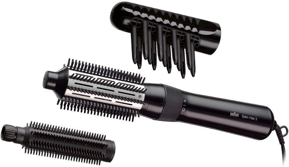 Braun Satin Hair 3 Warmluft-Lockenbürste, inkl. Kamm- und Bürstenaufsatz, AS 330, schwarz, 1er Pack