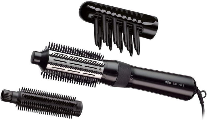 Braun Satin Hair 3 Warmluft-Lockenbürste, inkl. Kamm- und Bürstenaufsatz, AS 330, schwarz, 1er Pack