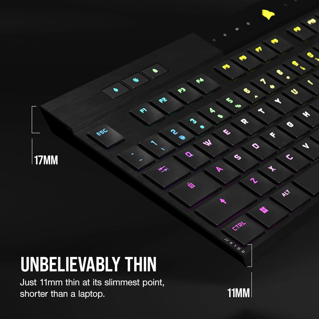 Corsair K100 AIR Wireless RGB Mechanische Gaming-Tastatur - Ultradünn, Sub-1ms Slipstream, Low-Laten