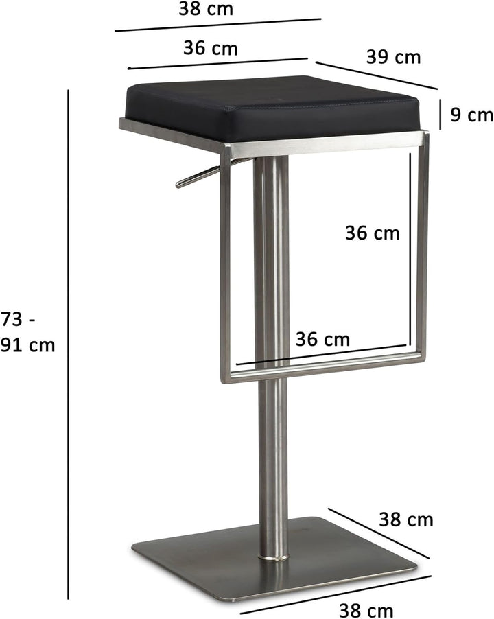FineBuy Barhocker Schwarz Kunstleder Edelstahl Design Barstuhl Modern, Tresenstuhl Drehbar Gepolster