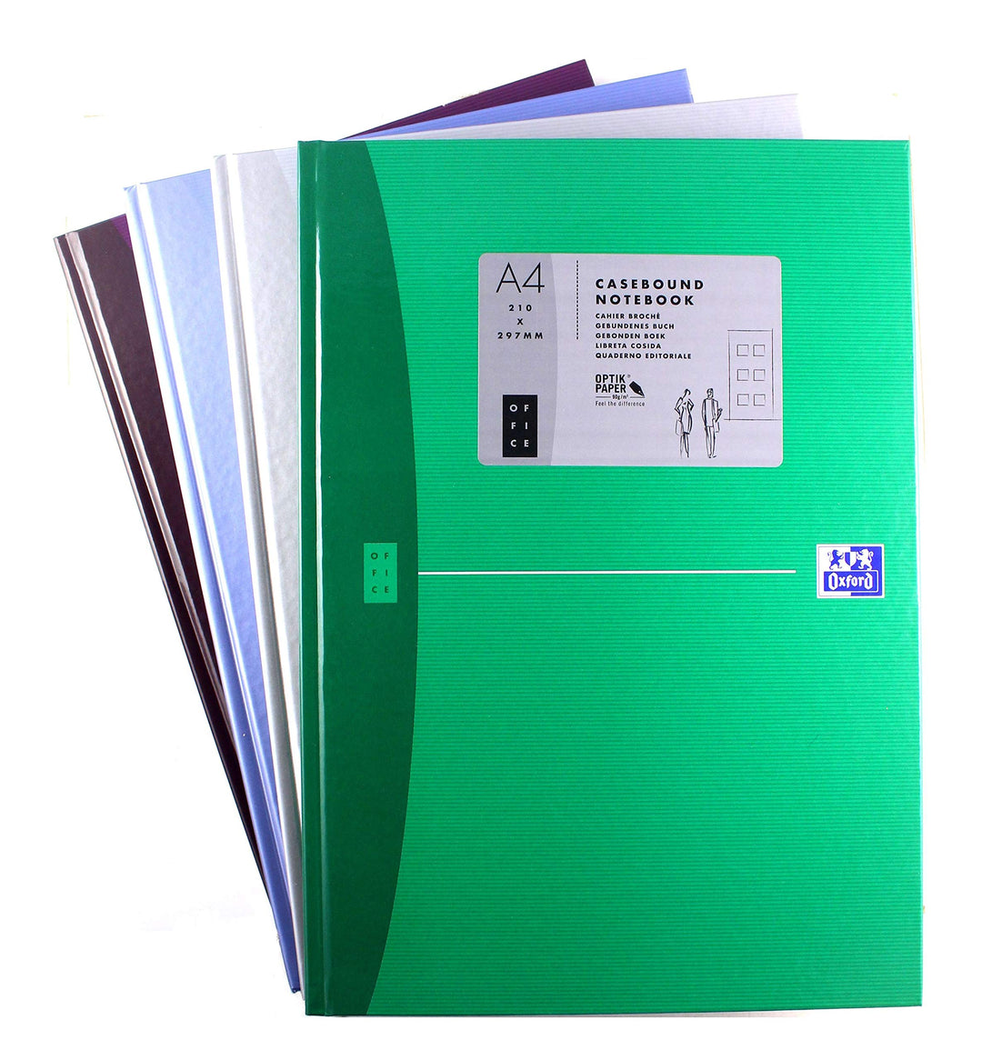 Oxford gebundenes Buch A4, kariert, 192 Seiten, 4 Farben, 5 Stück A4, kariert Gebundenes Buch, A4, k