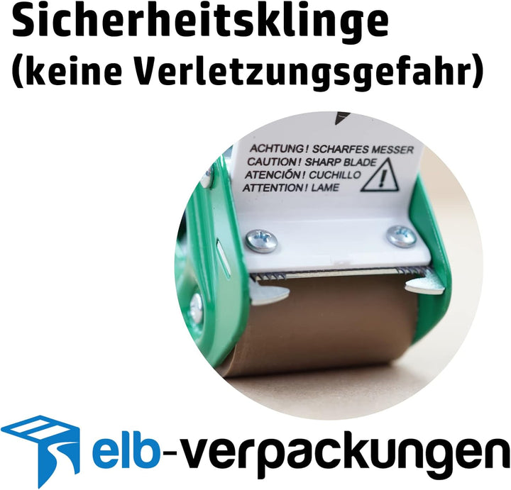 2 Stück - Handabroller - Profi-Ausführung - Version : SE (safe blade) - grün/green - 50 mm - Klebeba