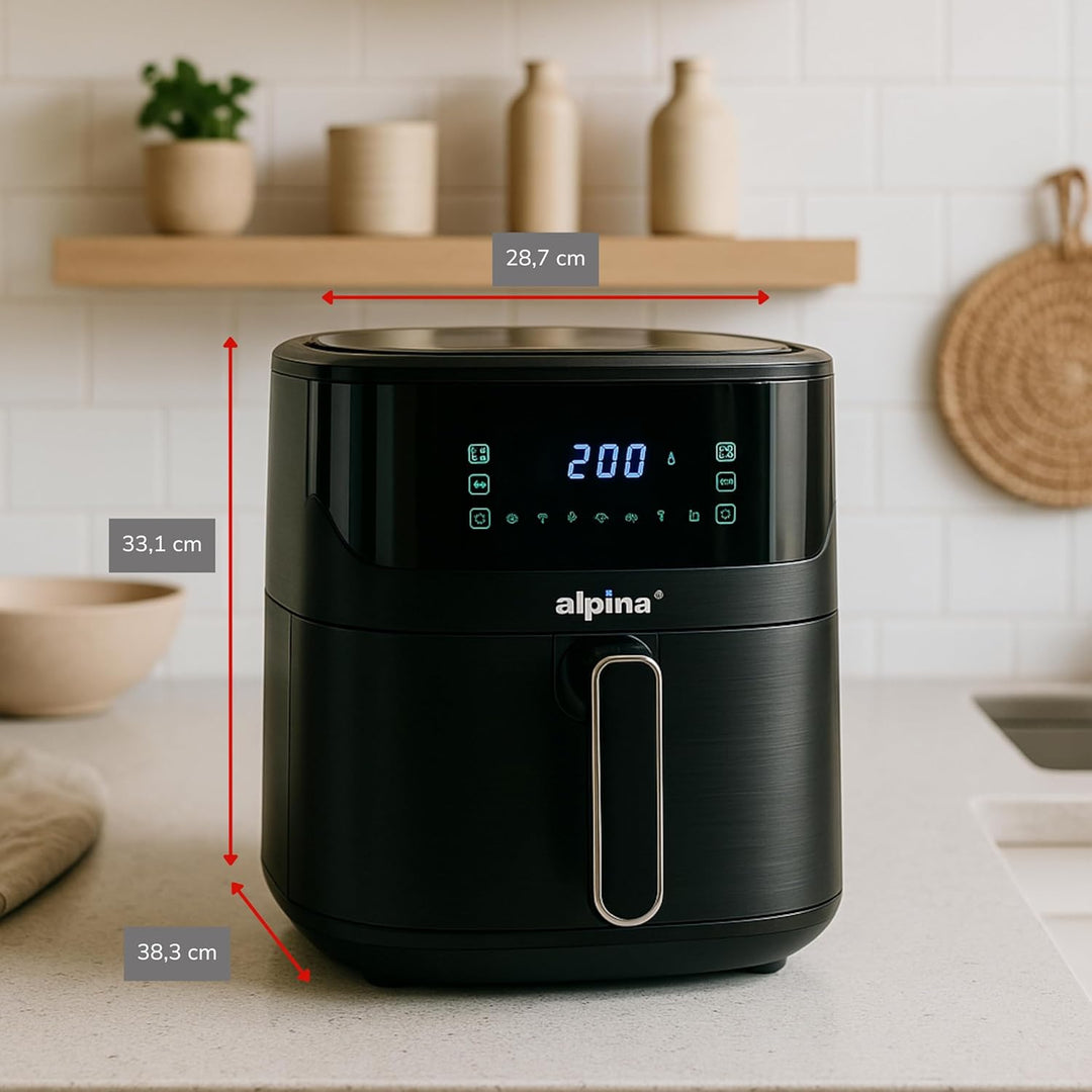 alpina Digitale Heissluftfritteuse 6L - Airfryer für 4 bis 6 Personen - Air Fyer mit einstellbarer T