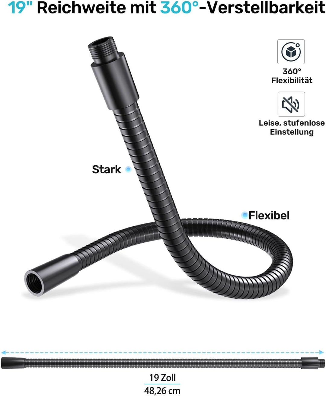 19-Zoll-Mikrofon arm-Schwanenhals – Hochbelastbarer Universal-Mikrofonarm für Mikrofonständer, 360°-
