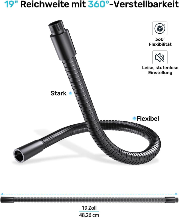 19-Zoll-Mikrofon arm-Schwanenhals – Hochbelastbarer Universal-Mikrofonarm für Mikrofonständer, 360°-