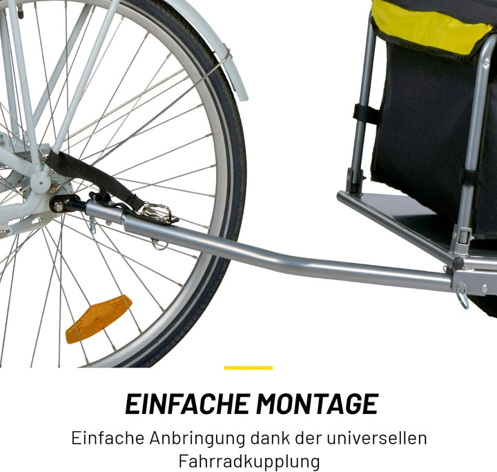 DUNLOP Fahrradanhänger – Lastenanhänger mit Reflektoren und verstellbarem Regenschutz – Gelb