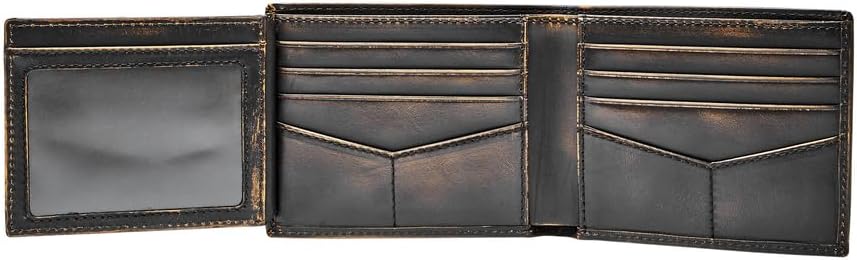 Fossil Herren Wade Leder Bifold Geldbörse 11,43 cm L x 1,905 cm B x 8,89 cm H Schwarz, Schwarz
