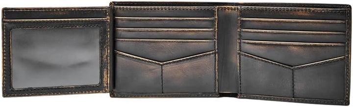 Fossil Herren Wade Leder Bifold Geldbörse 11,43 cm L x 1,905 cm B x 8,89 cm H Schwarz, Schwarz