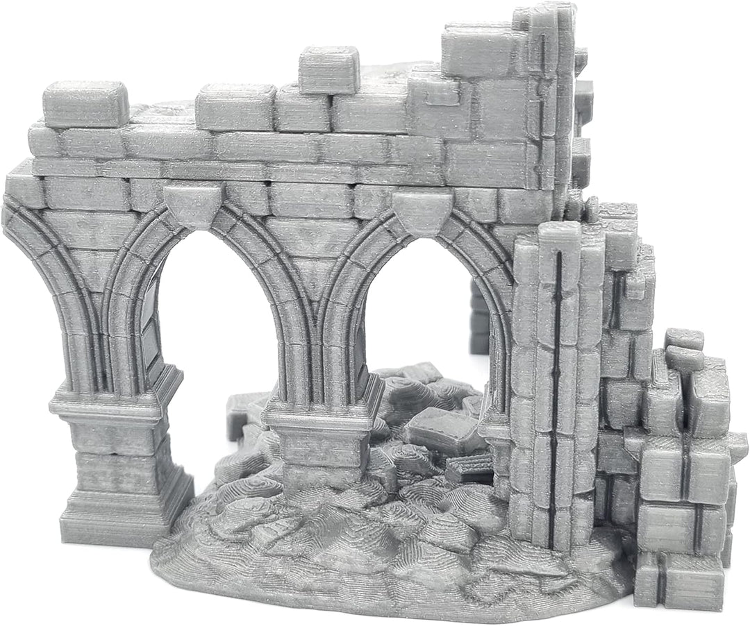 QP3D - Battle Ruined Building Wall, Terrain Scenery for Tabletop & RPG 28-32mm Miniatures Wargame Pr