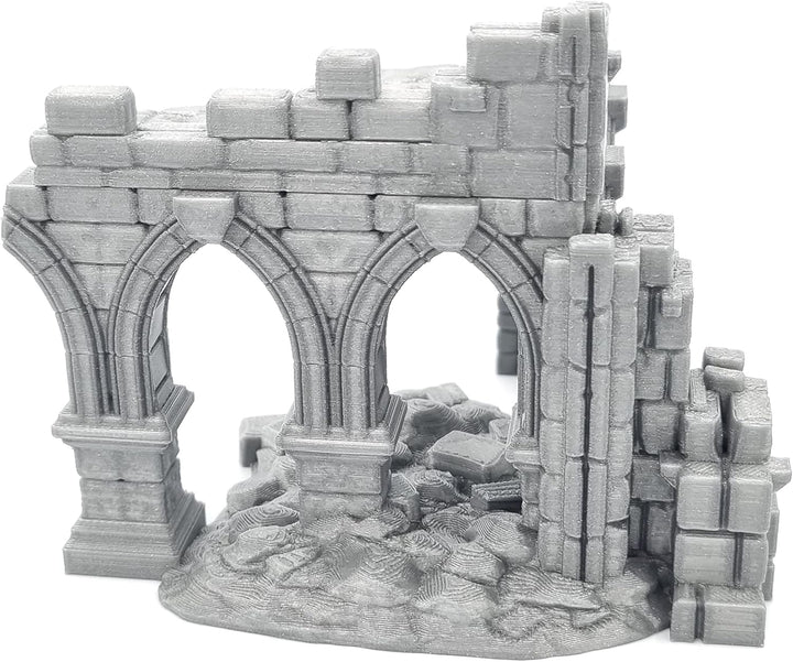 QP3D - Battle Ruined Building Wall, Terrain Scenery for Tabletop & RPG 28-32mm Miniatures Wargame Pr