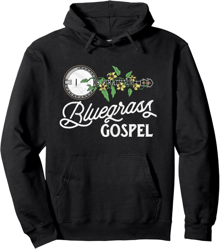 Bluegrass Gospel Banjo Vine & Vintage Flowers Graphic Pullover Hoodie