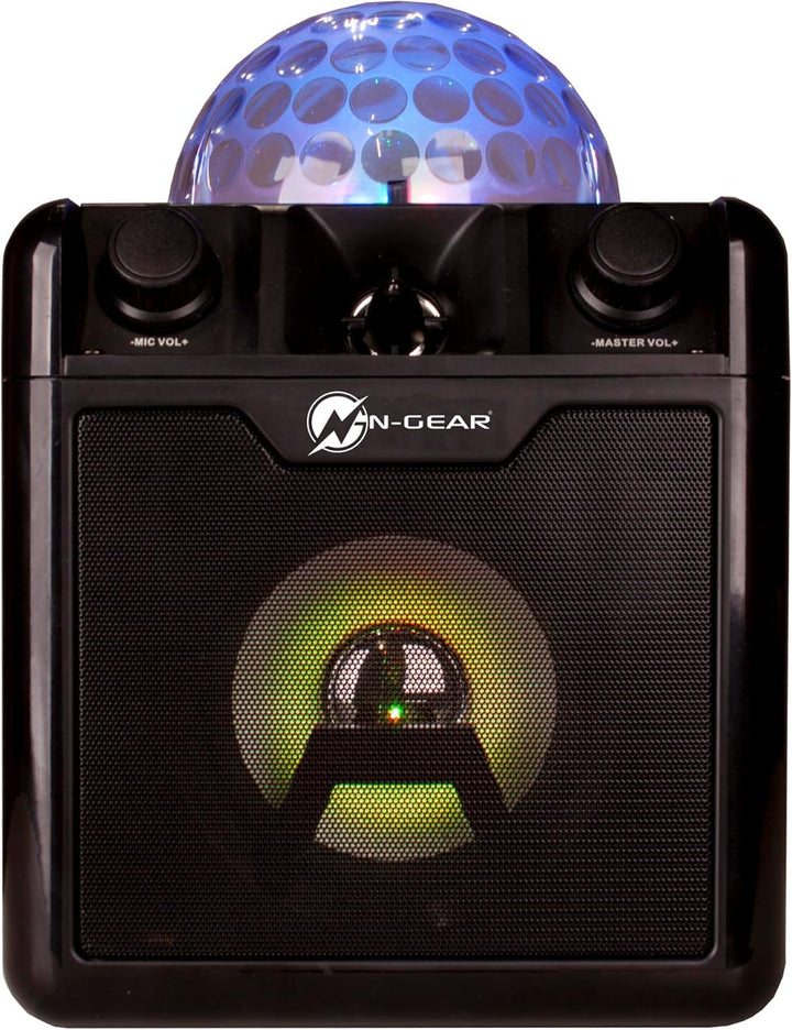 N-Gear DISCO410 Karaoke &amp; Party Bluetooth Lautsprecher mit Discokugel, Mikrofon &amp; Powerbank-Funktion