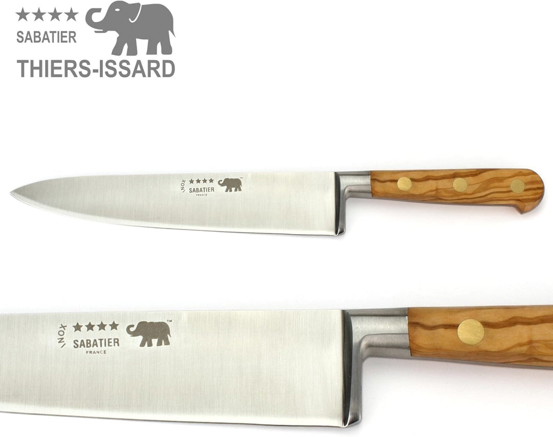 Thiers-Issard Sabatier Kochmesser Küchenmesser Messer - Klinge 20 cm - Griff Olive Olivenholz - Gesc