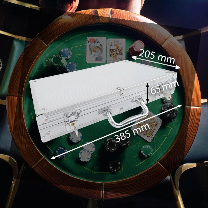 H&amp;F Heimtextilien Pokerkoffer 300 Chips – Premium Poker Set mit 6 Wertstufen, 2 Kartendecks, Würfeln