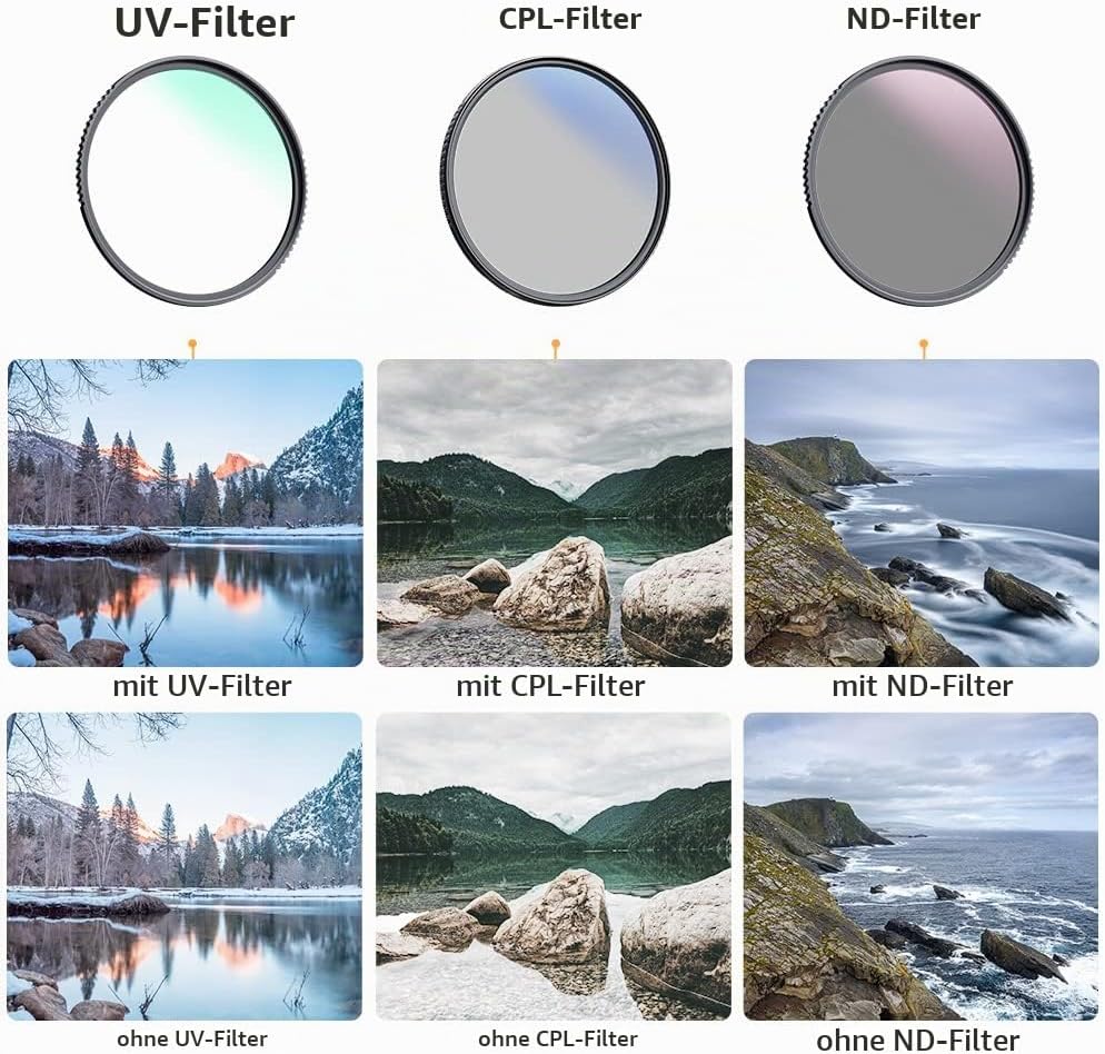 K&amp;F Concept Filter Set K-Serie 55mm Filter Kit MC UV Filter+ Polfilter (CPL)+Neutral Dichte Graufilt
