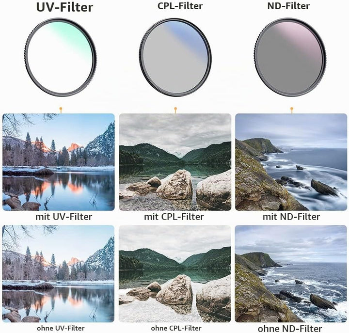 K&amp;F Concept Filter Set K-Serie 55mm Filter Kit MC UV Filter+ Polfilter (CPL)+Neutral Dichte Graufilt